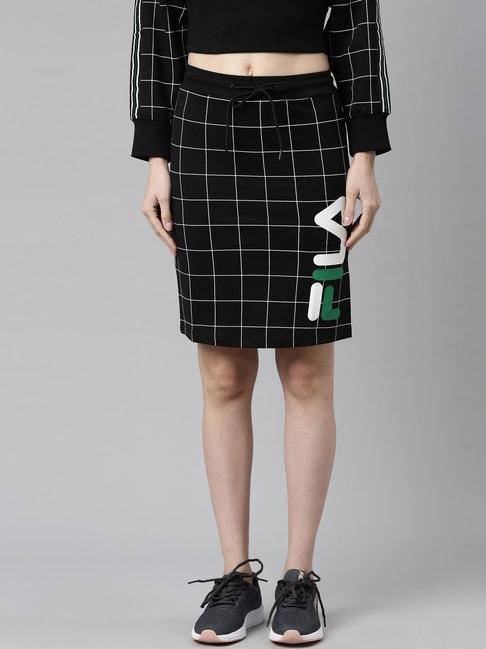 fila-black-cotton-checks-skirt