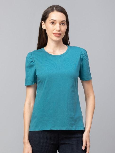 globus-blue-cotton-round-neck-t-shirt