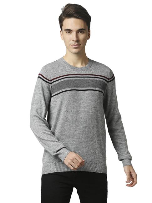 raymond-grey--regular-fit-striped-sweaters