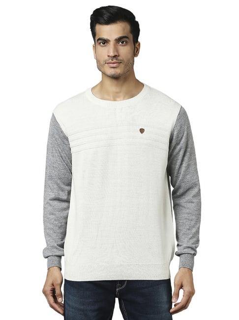 raymond-grey-&-white--regular-fit-colour-block-sweaters