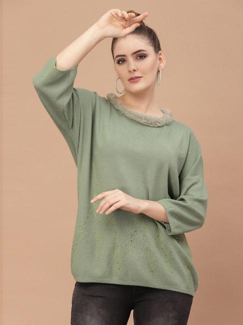 mafadeny-green-embellished-sweater