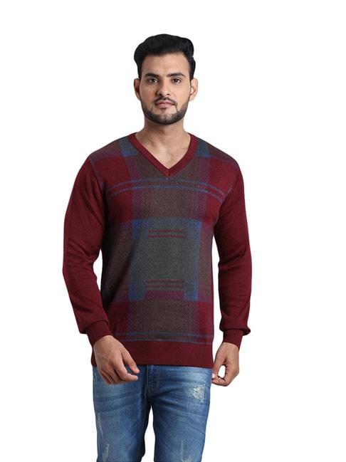 colorplus-maroon-tailored-fit-checks-sweater