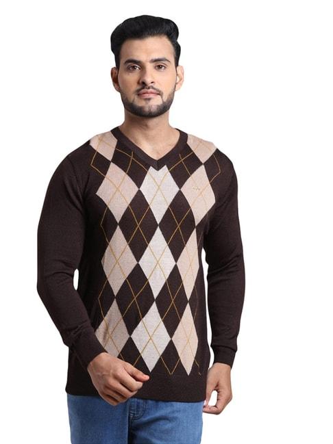 colorplus-brown-tailored-fit-checks-sweater
