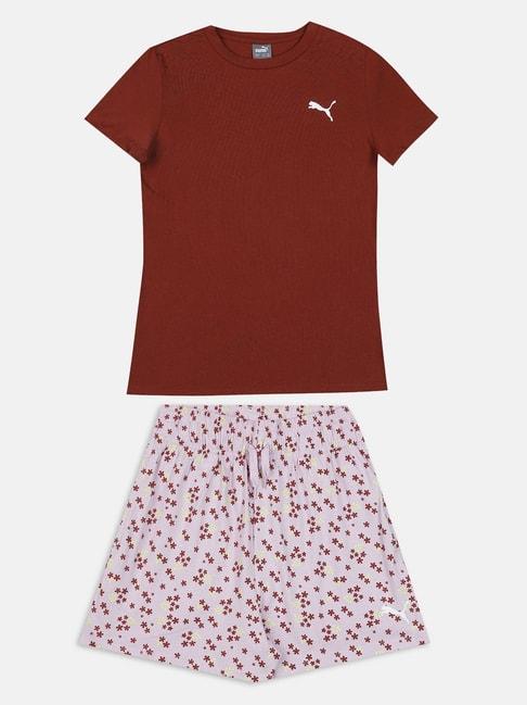 puma-kids-red-&-white-cotton-logo-t-shirt-set