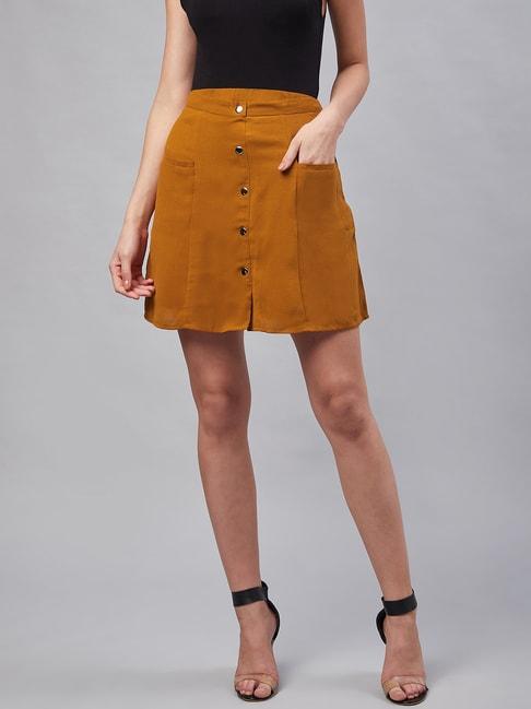 carlton-london-mustard-a-line-mini-skirt