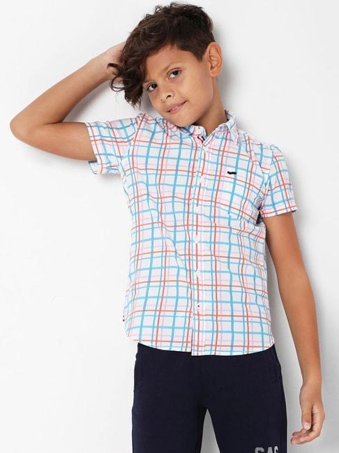 gas-kids-white-&-blue-cotton-chequered-shirt
