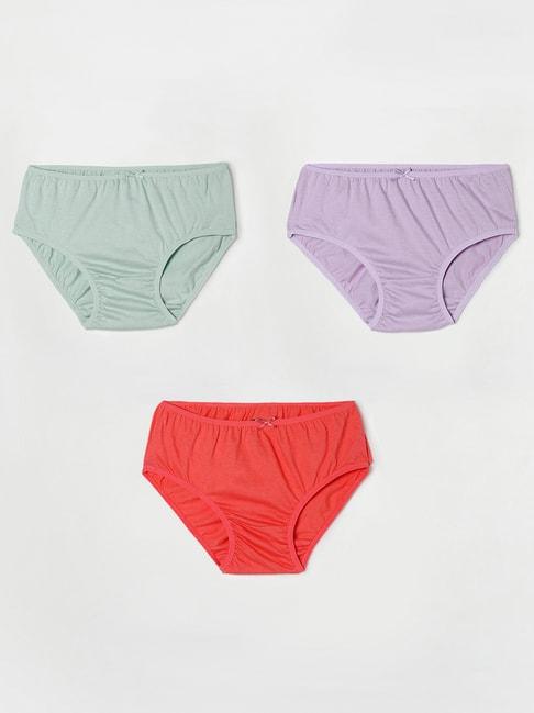 fame-forever-by-lifestyle-kids-green,-purple-&-red-solid-panties-(pack-of-3)