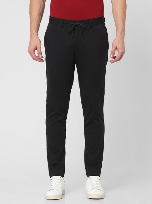 selected-homme-black-striped-slim-fit-drawstring-trousers