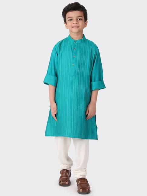 fabindia-kids-teal-blue-embroidered-full-sleeves-kurta