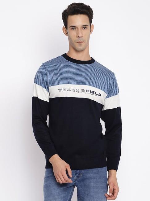 cantabil-blue-&-white-regular-fit-striped-sweater
