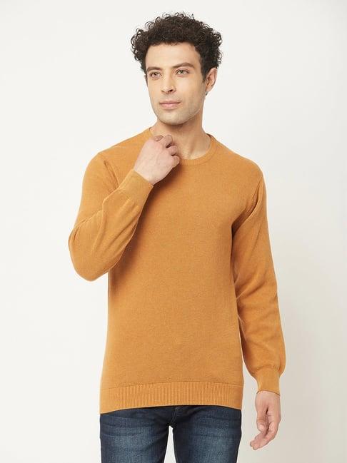 crimsoune-club-orange-regular-fit-self-design-cotton-sweater