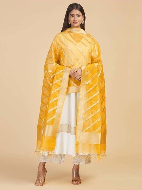 fabindia-yellow-woven-pattern-dupatta