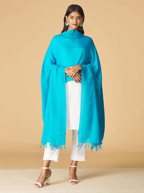 fabindia-turquoise-plain-shawl