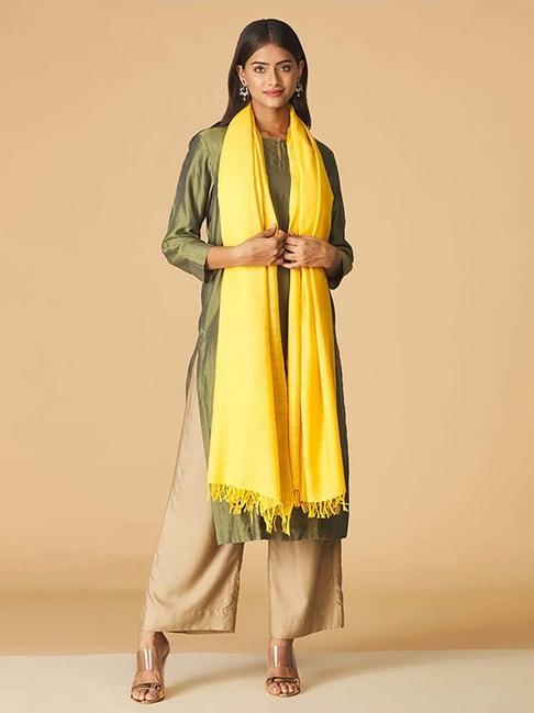fabindia-yellow-plain-shawl