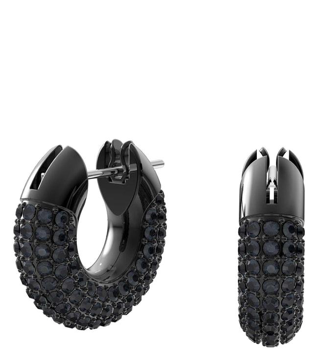 swarovski-black-ruthenium-plated-pave-small-dextera-hoop-earrings