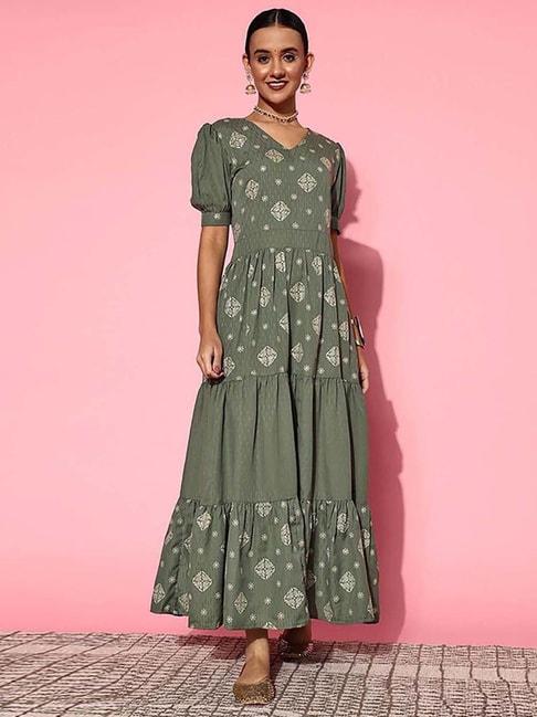 yufta-green-printed-a-line-dress