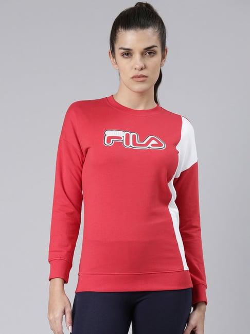 fila-supriya-red-logo-print-pullover