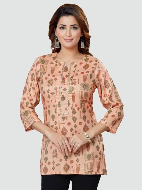 saree-swarg-peach-printed-tunic