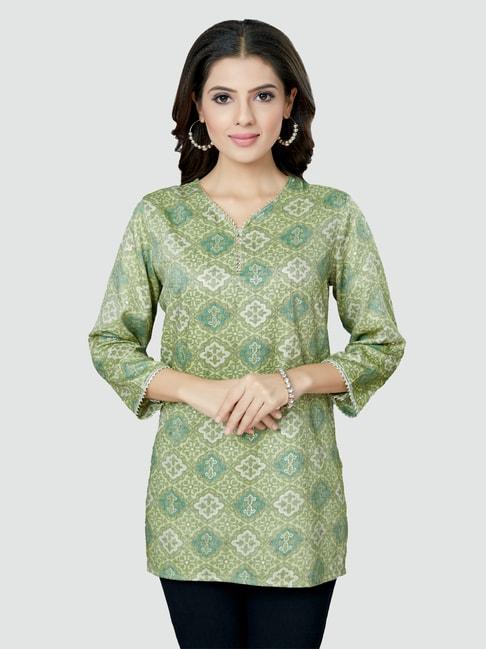 saree-swarg-green-printed-tunic