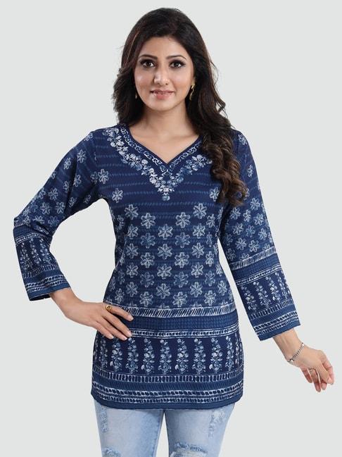 saree-swarg-blue-printed-tunic