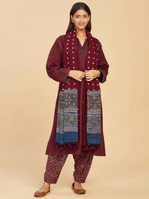 fabindia-maroon-printed-shawl