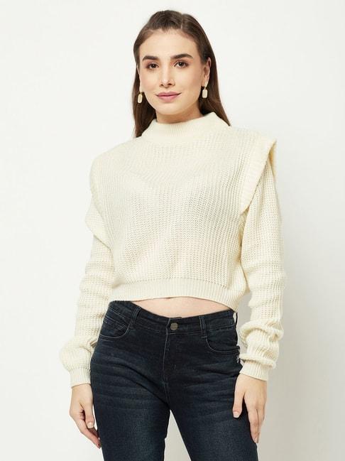 crimsoune-club-cream-self-pattern-cropped-sweater