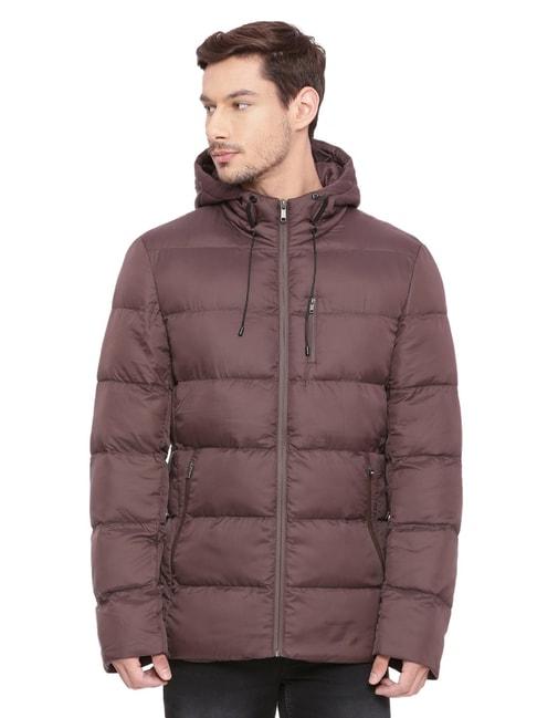 basics-brown-comfort-fit-hooded-jacket