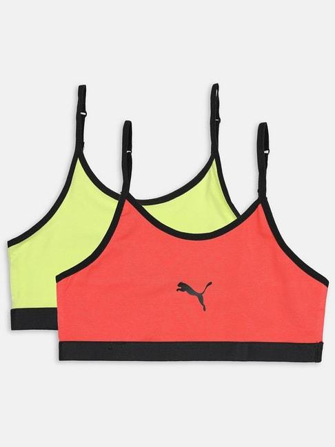 puma-kids-youth-red-&-lime-green-cotton-logo-beginners-bra-(pack-of-2)