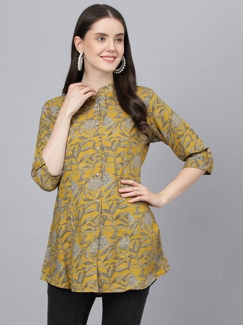 divena-mustard-floral-print-shirt