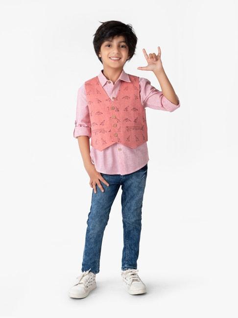 fabindia-kids-pink-printed-full-sleeves-shirt-with-jacket