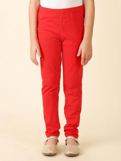 fabindia-kids-red-solid-leggings