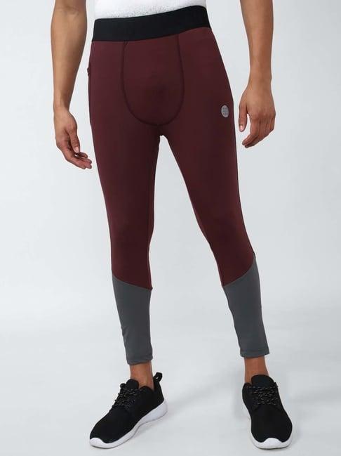 van-heusen-flex-maroon-skinny-fit-colour-block-sports-tights