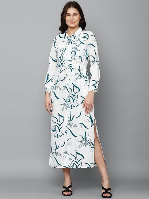 allen-solly-white-floral-print-a-line-dress