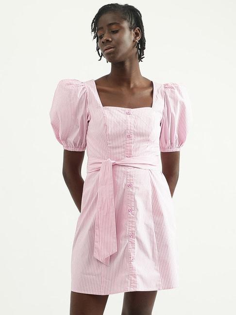 united-colors-of-benetton-pink-printed-a-line-dress