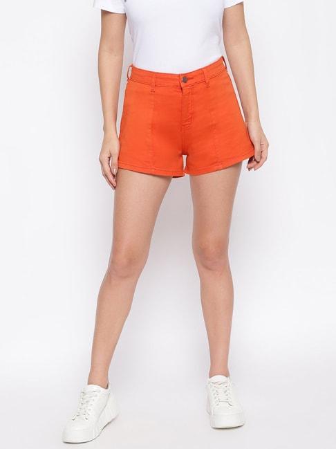 belliskey-orange-denim-shorts