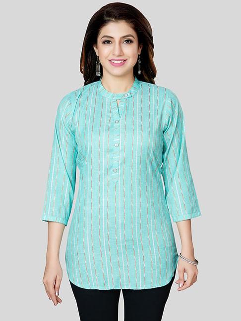 saree-swarg-green-woven-pattern-straight-short-kurti