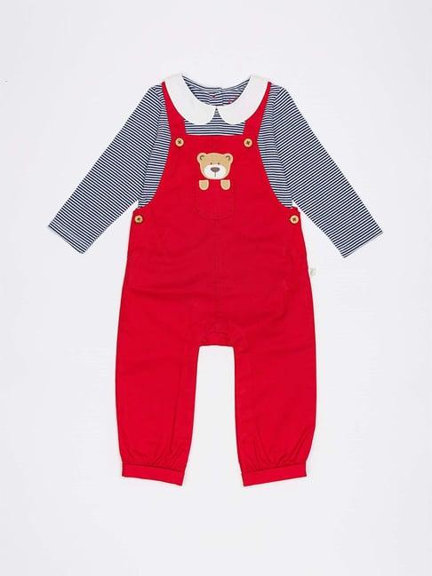 h-by-hamleys-infants-girls-white-&-red-striped-full-sleeves-top-with-dungaree