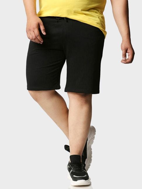 bewakoof-black-regular-fit-plus-size-shorts
