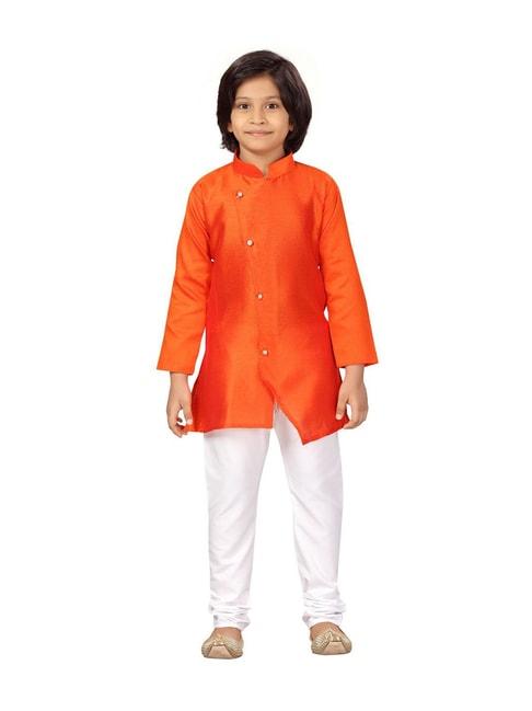 aarika-kids-orange-&-white-straight-fit-full-sleeves-kurta-set