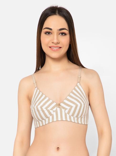 clovia-white-&-light-brown-striped-full-coverage-bra