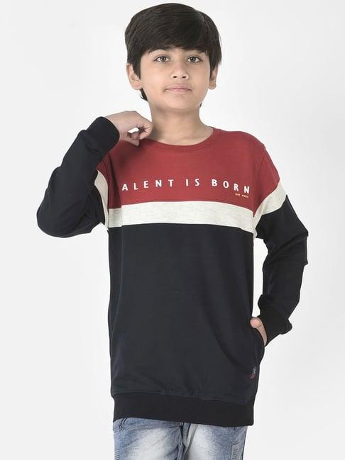 crimsoune-club-kids-red-&-black-color-block-full-sleeves-sweatshirt