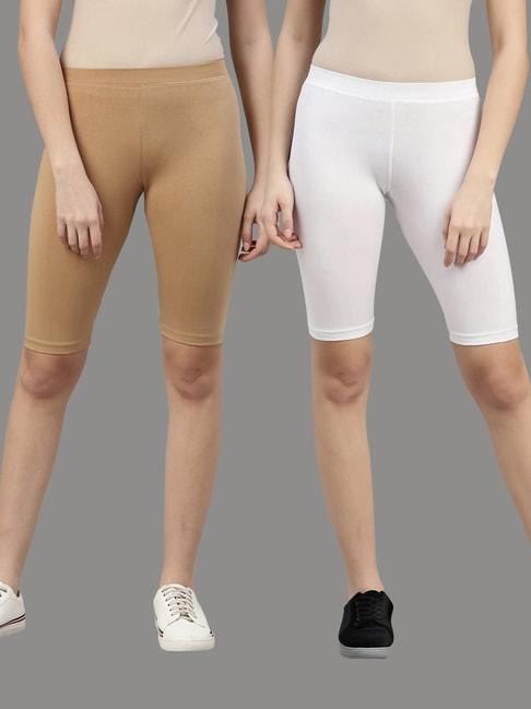 kryptic-white-&-beige-cycling-shorts---pack-of-2