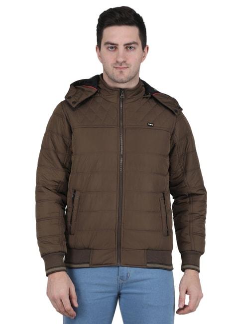 monte-carlo-brown-regular-fit-hooded-jacket
