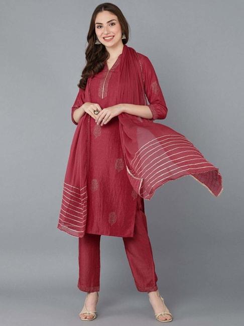 vaamsi-maroon-embroidered-kurta-pant-set-with-dupatta