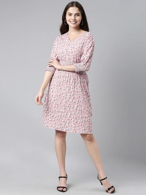 vaamsi-pink-floral-print-a-line-dress