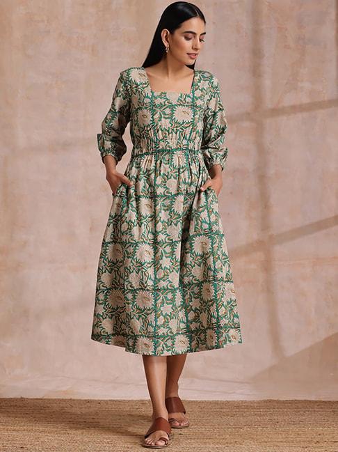 true-browns-green-cotton-printed-a-line-dress