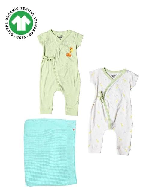 greendigo-kids-multicolor-printed-bodysuit-(pack-of-2)-with-blanket