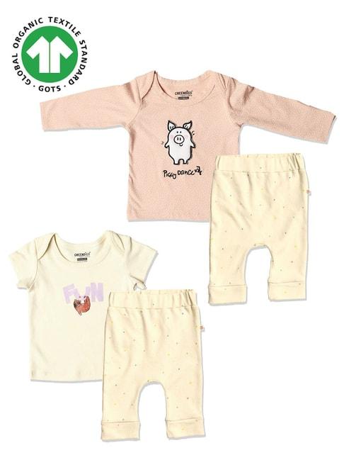 greendigo-kids-pink-&-yellow-printed-top-(pack-of-2)-with-pants-(pack-of-2)