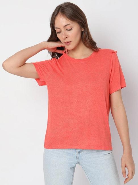 vero-moda-coral-textured-t-shirt