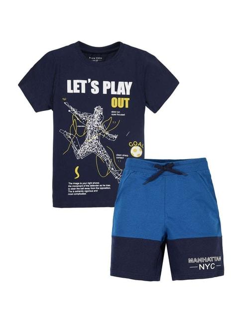 plum-tree-kids-navy-cotton-printed-t-shirt-set
